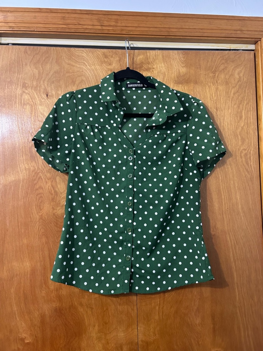 Dangerfield Green with White Polka Dot Button-Down Shirt